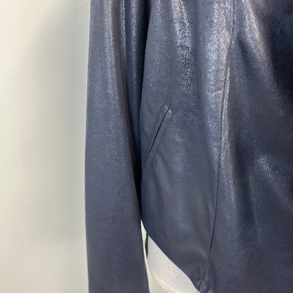 INC International Concepts Faux Leather Waterfall Blazer Women's Large Blue Navy - Picture 6 of 9